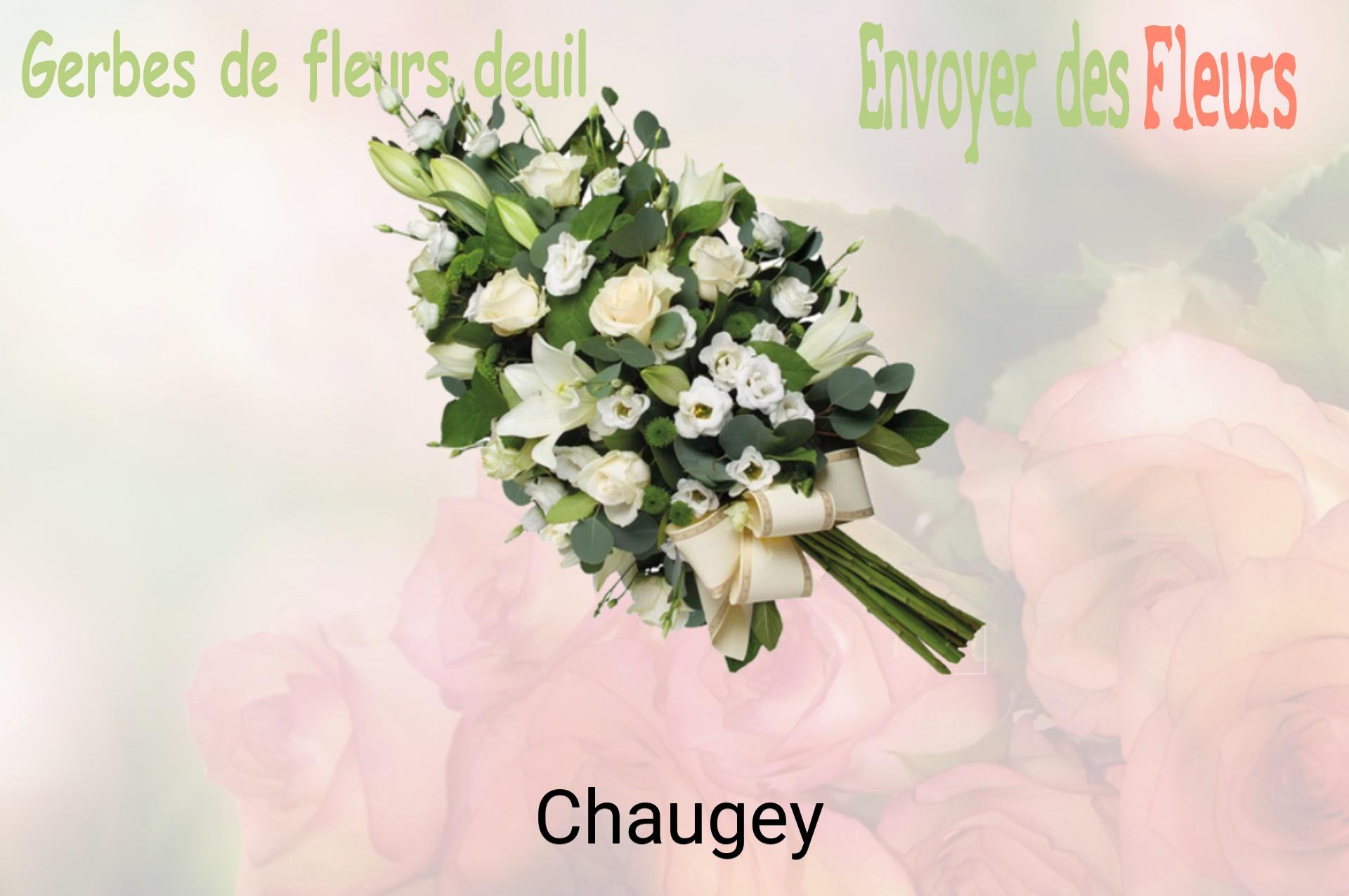 Gerbe de fleurs de deuil livrée à Chaugey